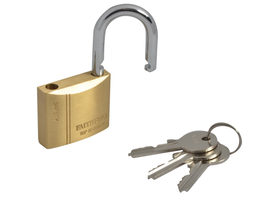 Faithfull FAIPLB40 40mm Brass Padlock with 3 Keys