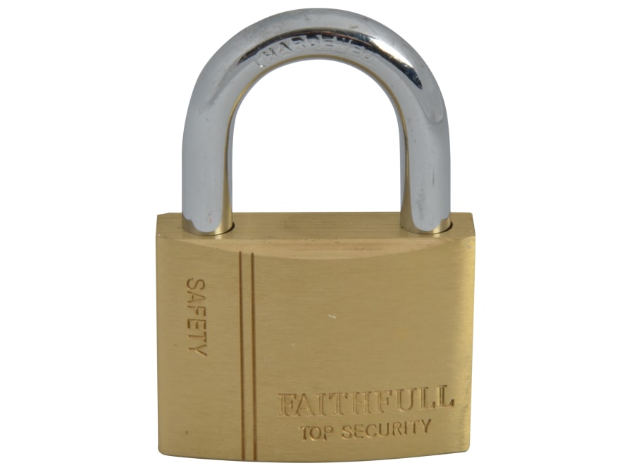 Faithfull FAIPLB50 50mm Brass Padlock with 3 Keys