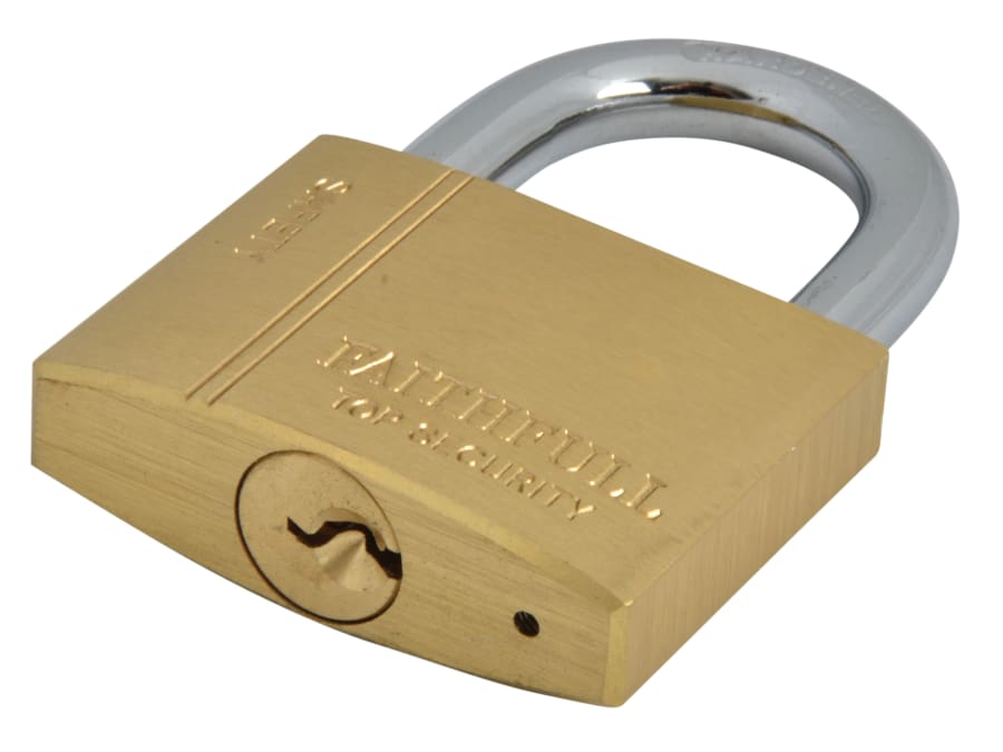 Faithfull FAIPLB50 50mm Brass Padlock with 3 Keys