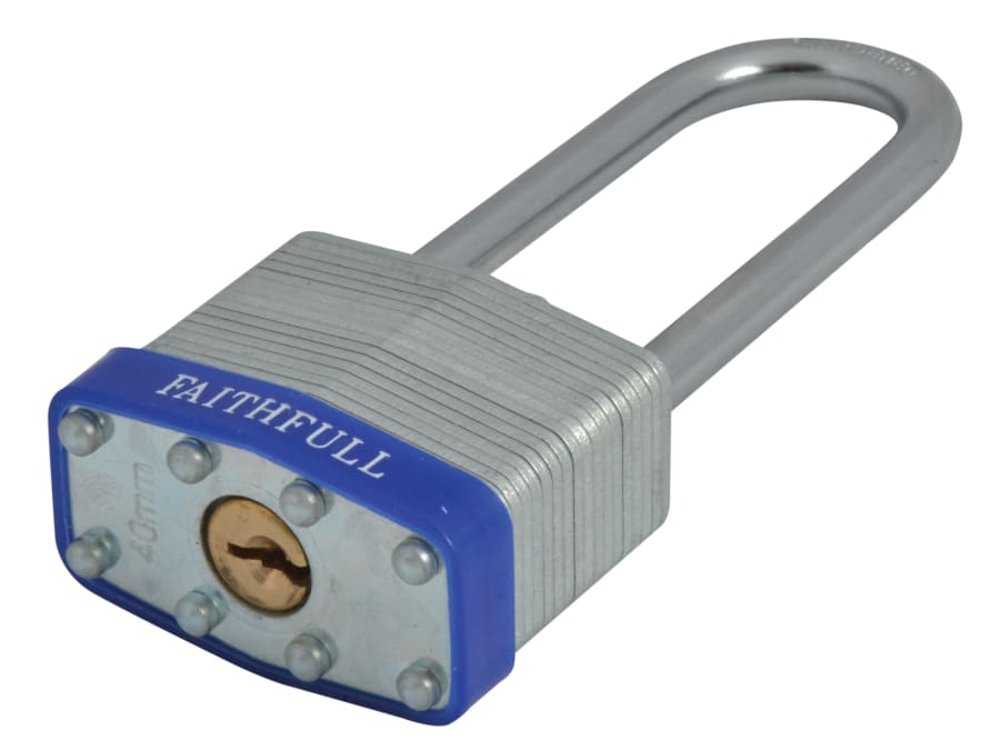 Faithfull FAIPLLAM40LS 40mm Laminated Steel Padlock with Long Shackle