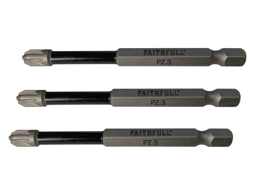Faithfull FAISBPZ375IM Pozidriv Impact Screwdriver Bit PZ3 x 75mm
