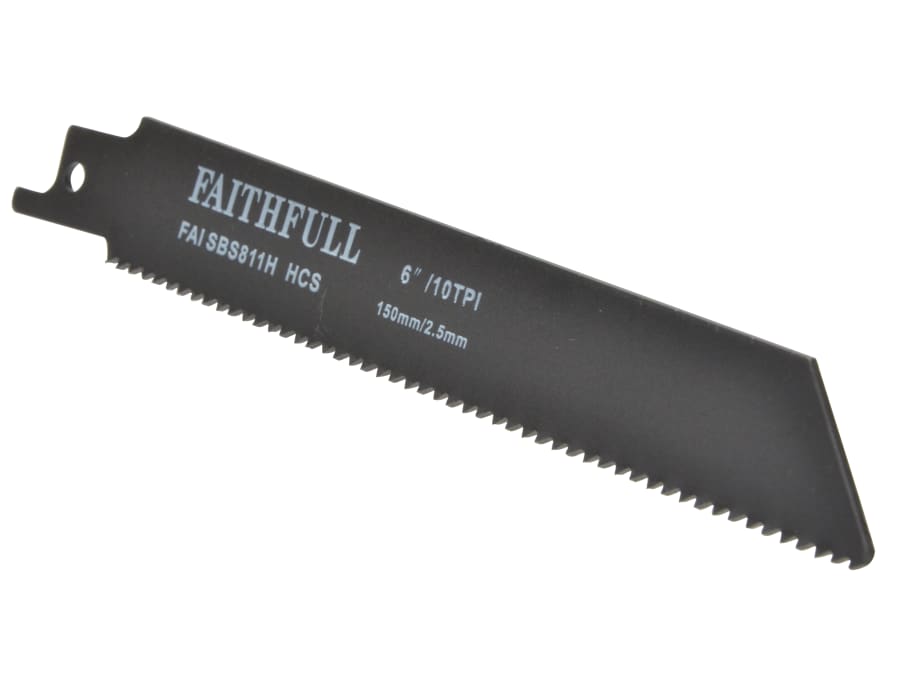 Faithfull FAISBS811H Sabre Saw Blade Wood 150mm 10 TPI (Pack 5)