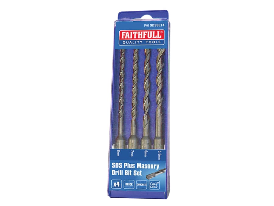 Faithfull FAISDSSET4 SDS Plus Drill Bit Set 4 Piece