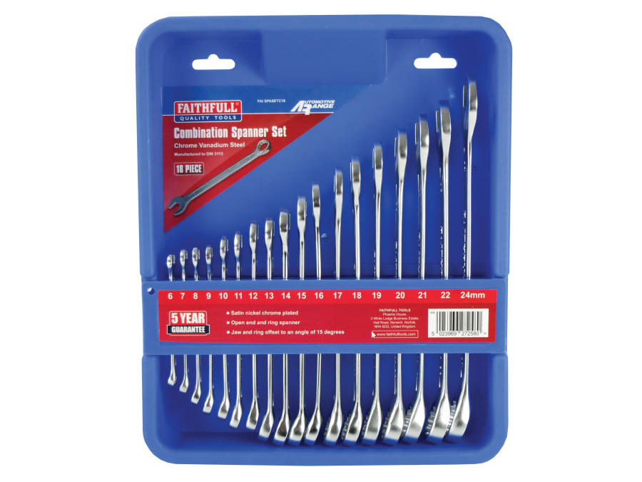 Faithfull FAISPASETC18 18 Piece Combination Spanner Set