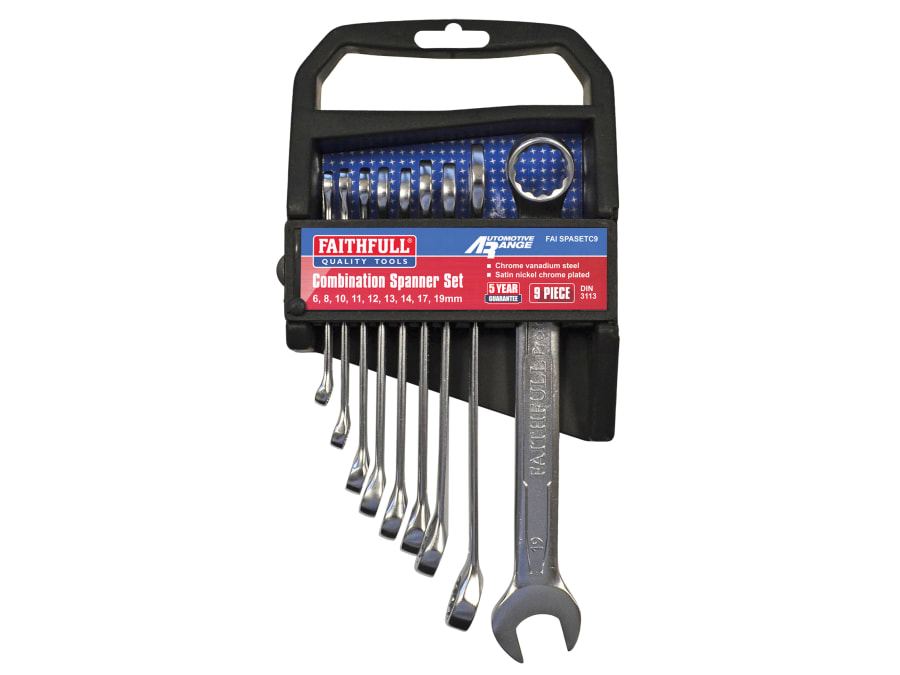 Faithfull FAISPASETC9 9 Piece Combination Spanner Set