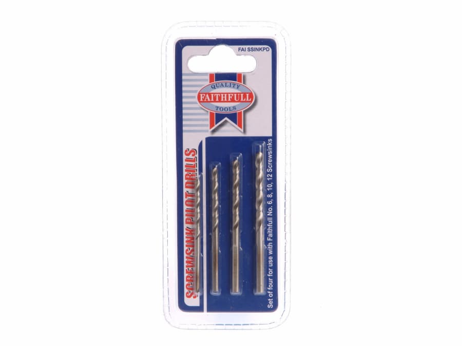 Faithfull FAISSINKPD 4 Piece Pilot Drill Set