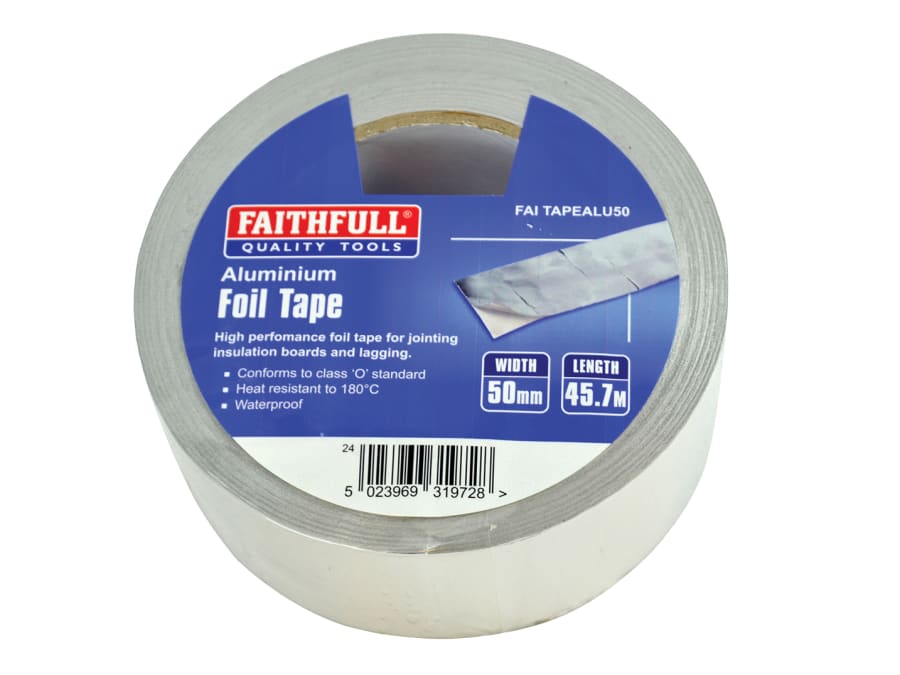 Faithfull FAITAPEALU50 Aluminium Foil Tape 50mm x 45.7m