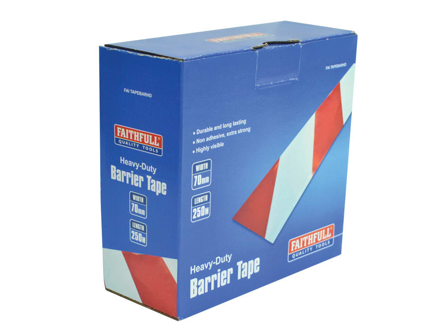Faithfull FAITAPEBARHD Heavy-Duty Barrier Tape Red & White 70mm x 250m