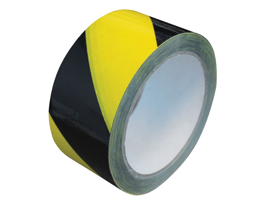 Faithfull FAITAPEBYLAM Laminated Hazard Tape Black/Yellow 50mm x 33m