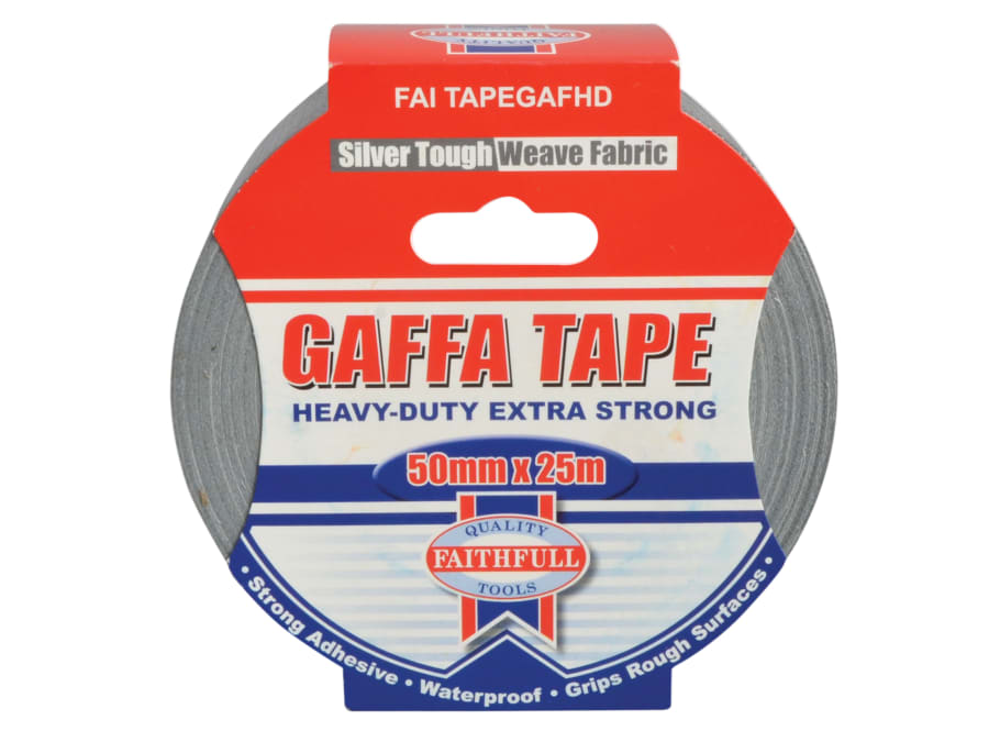 Faithfull FAITAPEGAFHD 50mm x 25m Heavy-Duty Gaffa Tape Silver