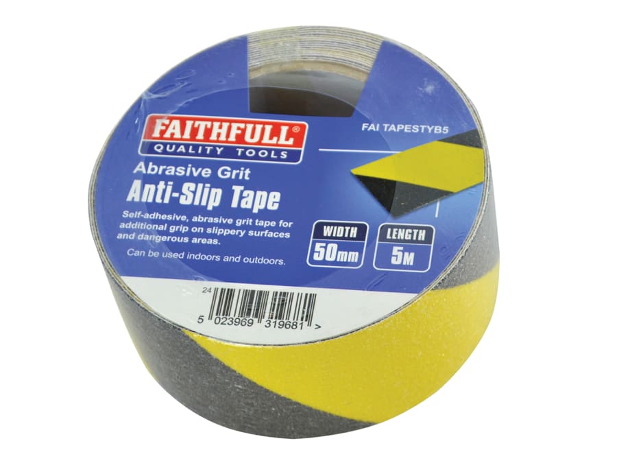 Faithfull FAITAPESTYB5 50mm x 5m Anti-Slip Hazard Tape
