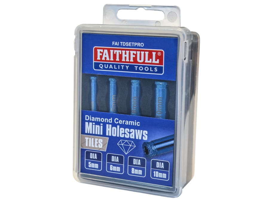Faithfull FAITDSETPRO Diamond Ceramic Mini Holesaw Set 4 Piece