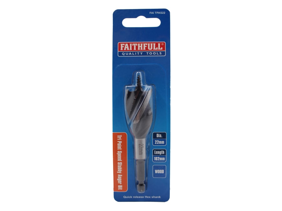 Faithfull FAITPAS22 22mm Tri-Point Speed Auger Bit