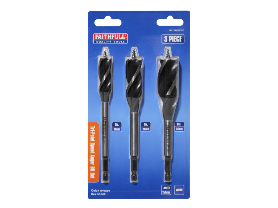 Faithfull FAITPASET3PC 3 Piece Speed Auger Bit Set