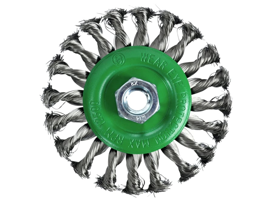 Faithfull FAIWBCT115S 115mm Flat Twist Knot Wire Brush with M14x2 Bore