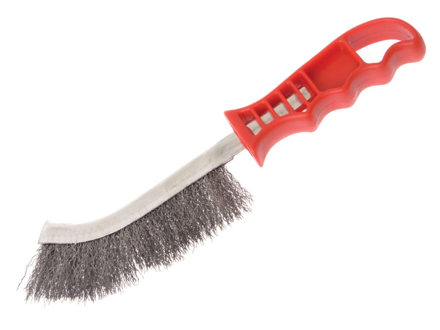 Faithfull FAIWBHANDS Steel Wire Scratch Brush with Red Handle