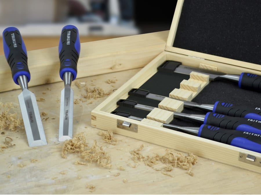 Faithfull FAIWCSGS6WB 6 Piece Soft Grip Chisel Set with Storage Box