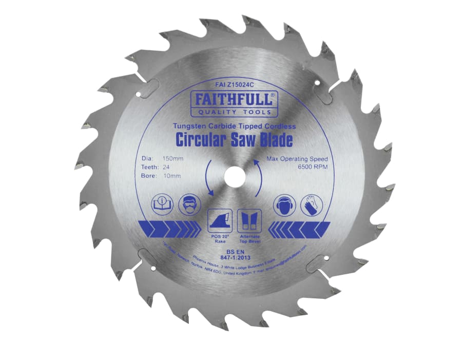 Faithfull FAIZ15024C 150mm x 10mm x 24T TCT Cordless Trimsaw Blade