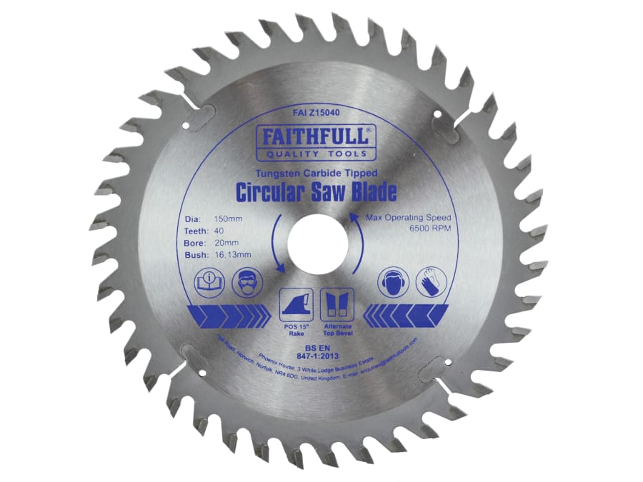 Faithfull FAIZ15040 150mm x 20mm x 40T TCT Circular Saw Blade