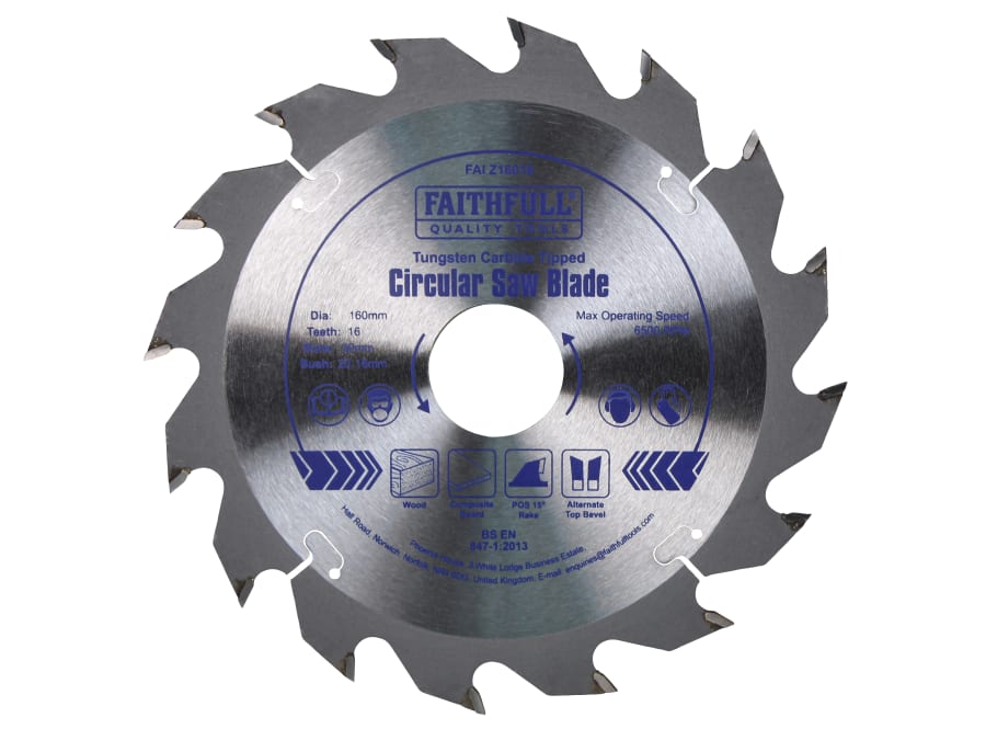 Faithfull FAIZ16016 160mm x 30mm 16T TCT Circular Saw Blade