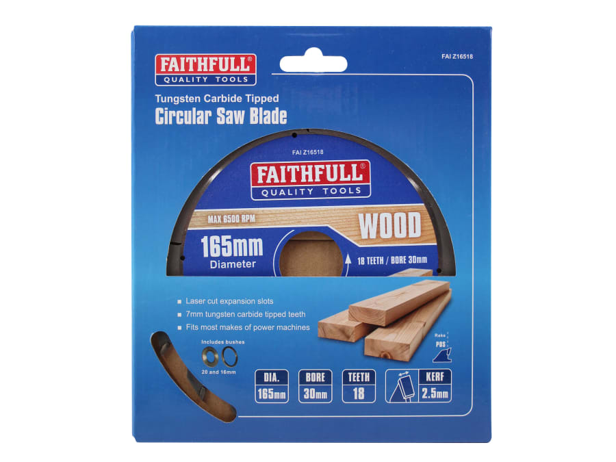 Faithfull FAIZ16518 165mm x 30mm x 18T TCT Circular Saw Blade