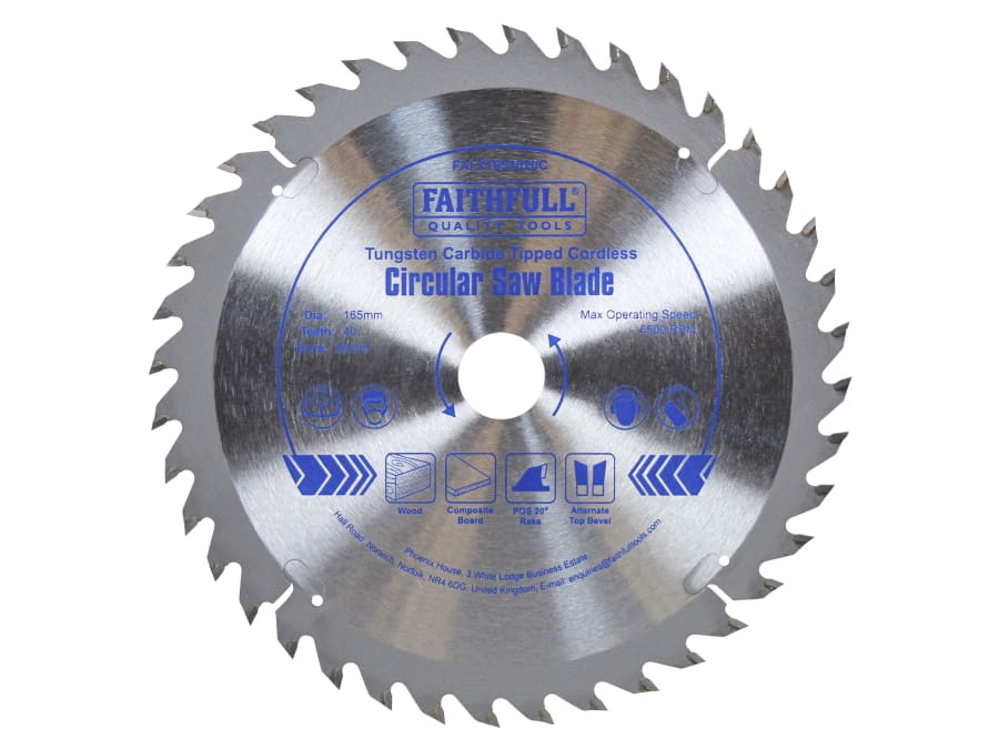 Faithfull FAIZ1654020C 165mm x 20mm x 40T TCT Trimsaw Blade