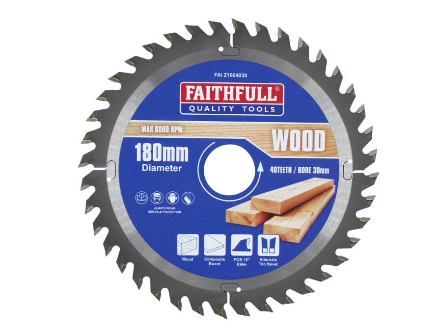 Faithfull FAIZ1804030 180mm x 30mm x 40T TCT Circular Saw Blade