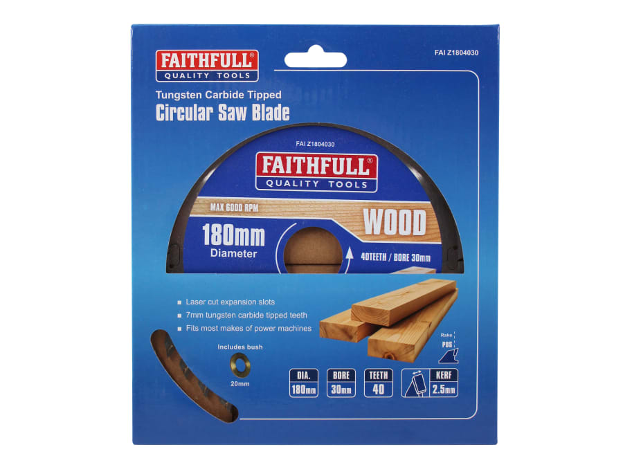 Faithfull FAIZ1804030 180mm x 30mm x 40T TCT Circular Saw Blade
