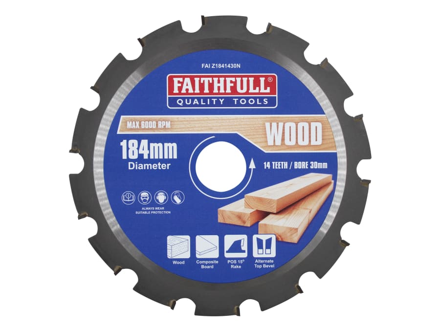 Faithfull FAIZ1841430N 184mm x 30mm x 14T TCT Nail Cutting Circular Saw Blade