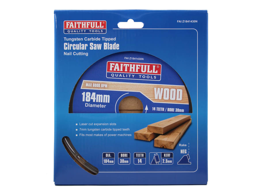 Faithfull FAIZ1841430N 184mm x 30mm x 14T TCT Nail Cutting Circular Saw Blade