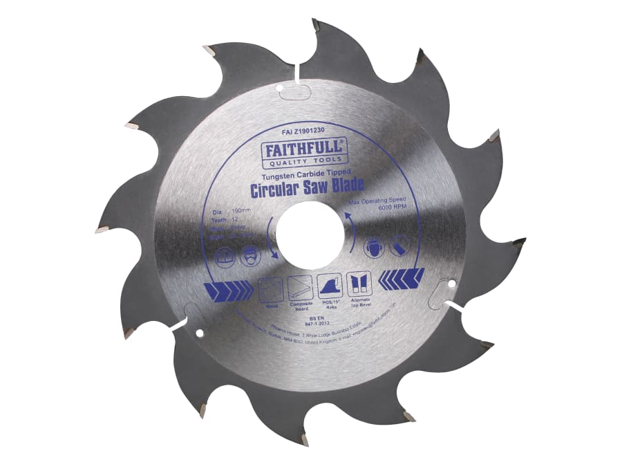 Faithfull FAIZ1901230 190mm x 30mm 12T TCT Circular Saw Blade