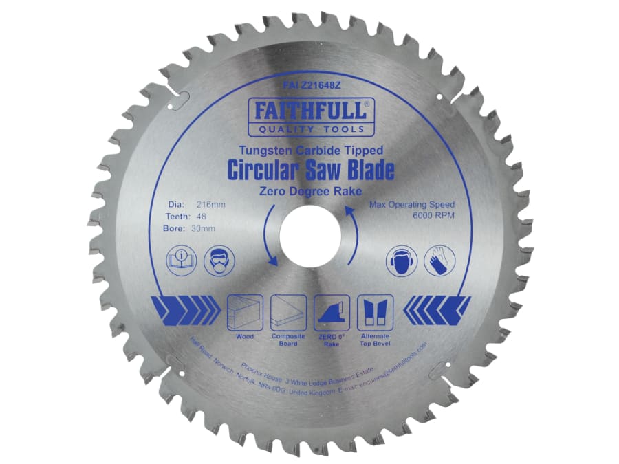 Faithfull FAIZ21648Z 216mm x 30mm x 48T TCT Circular Saw Blade