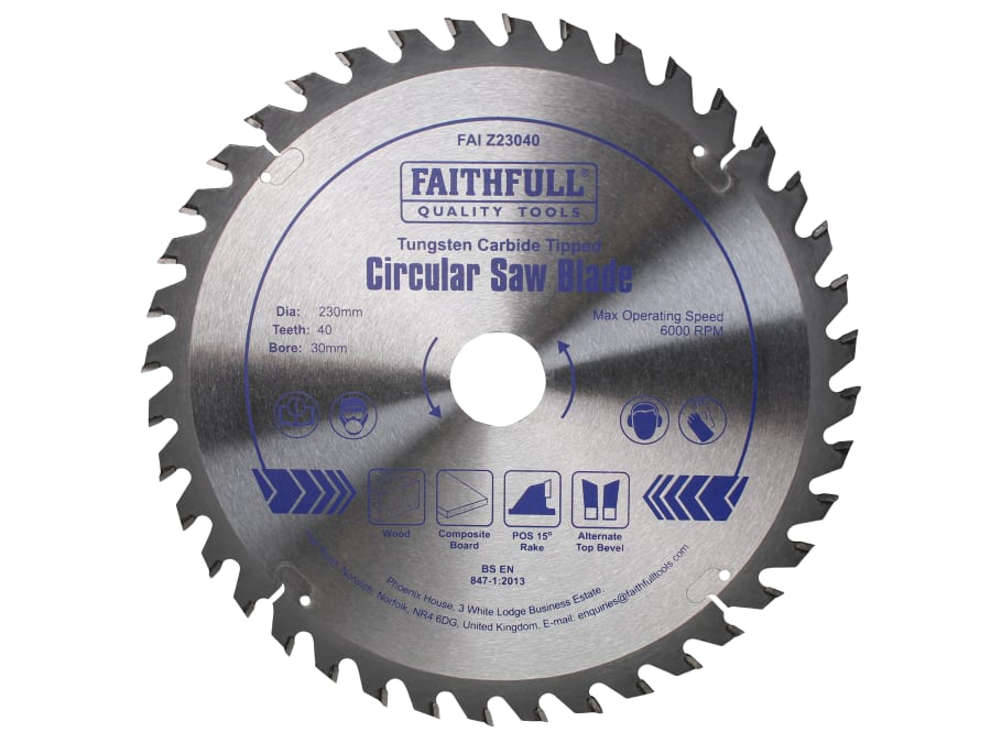 Faithfull FAIZ23040 230mm x 30mm 40T TCT Circular Saw Blade