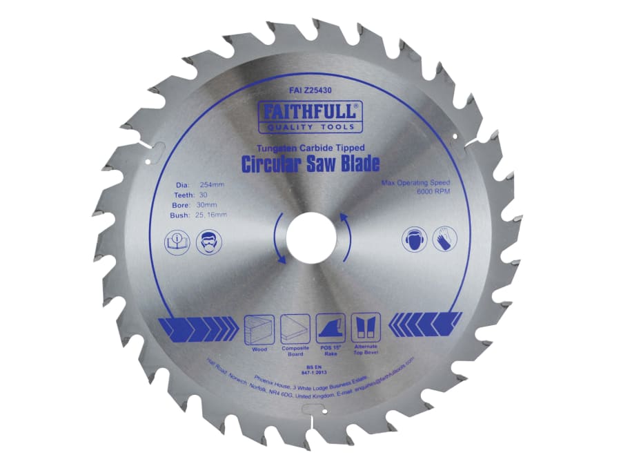Faithfull FAIZ25430 254mm x 30mm x 30T TCT Circular Saw Blade