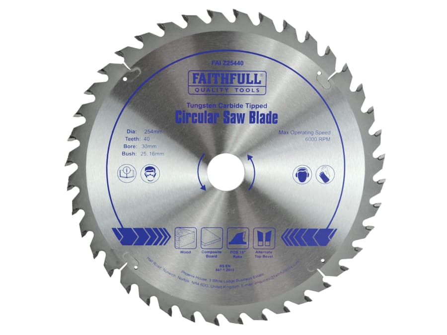 Faithfull FAIZ25440 254mm x 30mm x 40T TCT Circular Saw Blade
