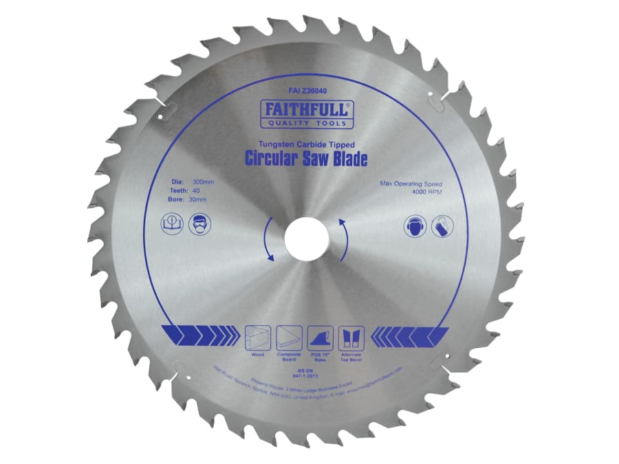 Faithfull FAIZ30040 300 x 30mm x 40T TCT Circular Saw Blade