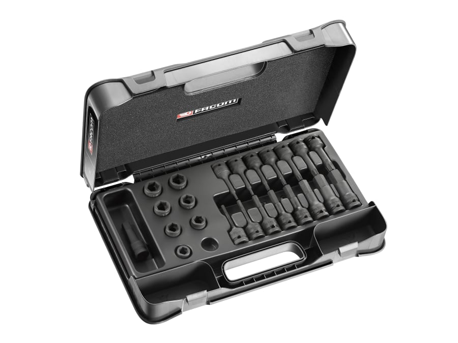 Facom NSSJ23PB 1/2in SQDR 6-Point Stubby Impact Socket Set 23 Piece