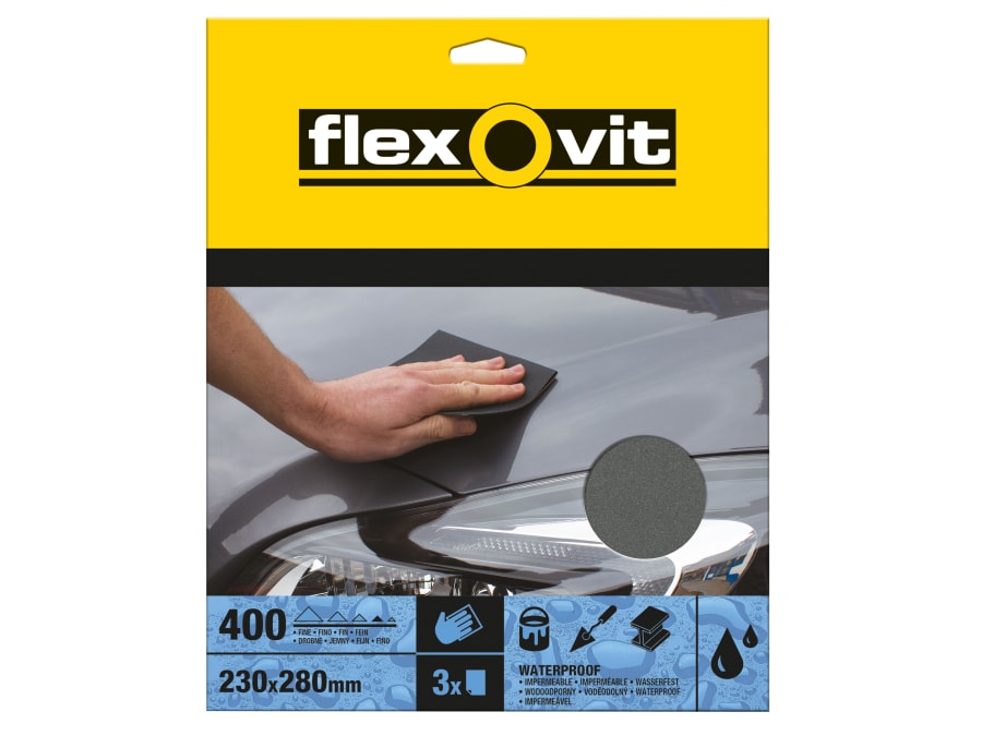 Flexovit 63642526303 Waterproof Sanding Sheets 230 x 280mm 400 Grit