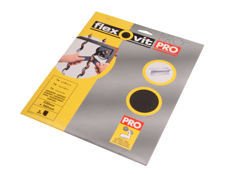 Flexovit 63642526493 Emery Cloth Sanding Sheets 230 x 280mm Assorted