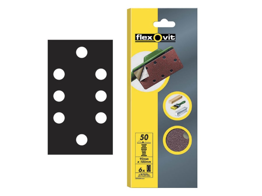 Flexovit 63642526344 Sanding Sheets Medium 80 Grit Pack of 6