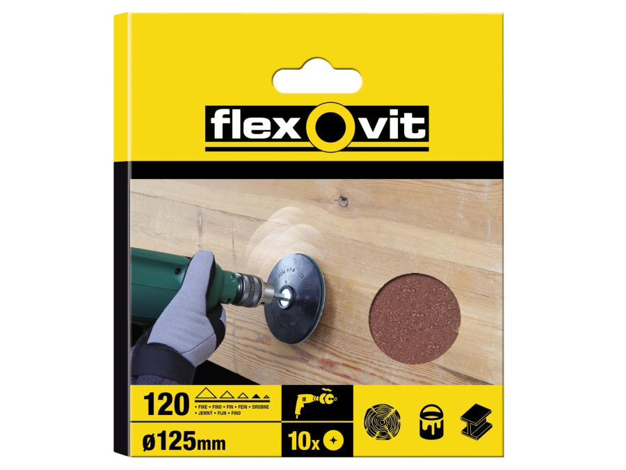 Flexovit 63642526383 125mm Fine 120G Mounted Disc (Pack 10)