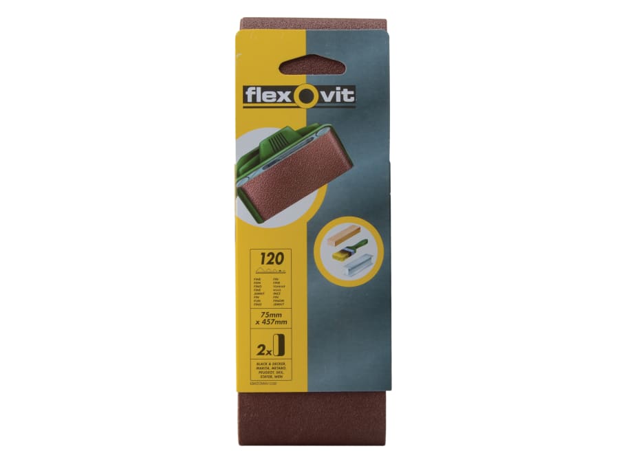 Flexovit 63642526464 457 x 75mm 120G Sanding Belt (Pack 2)