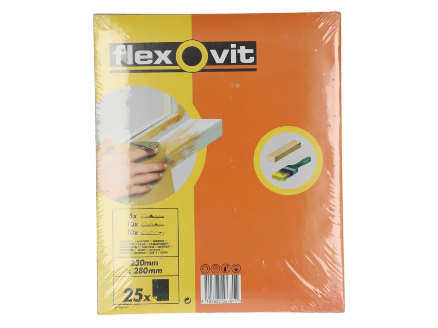 Flexovit 63642526563 Sanding Sheets 230 x 280mm Assorted (25)