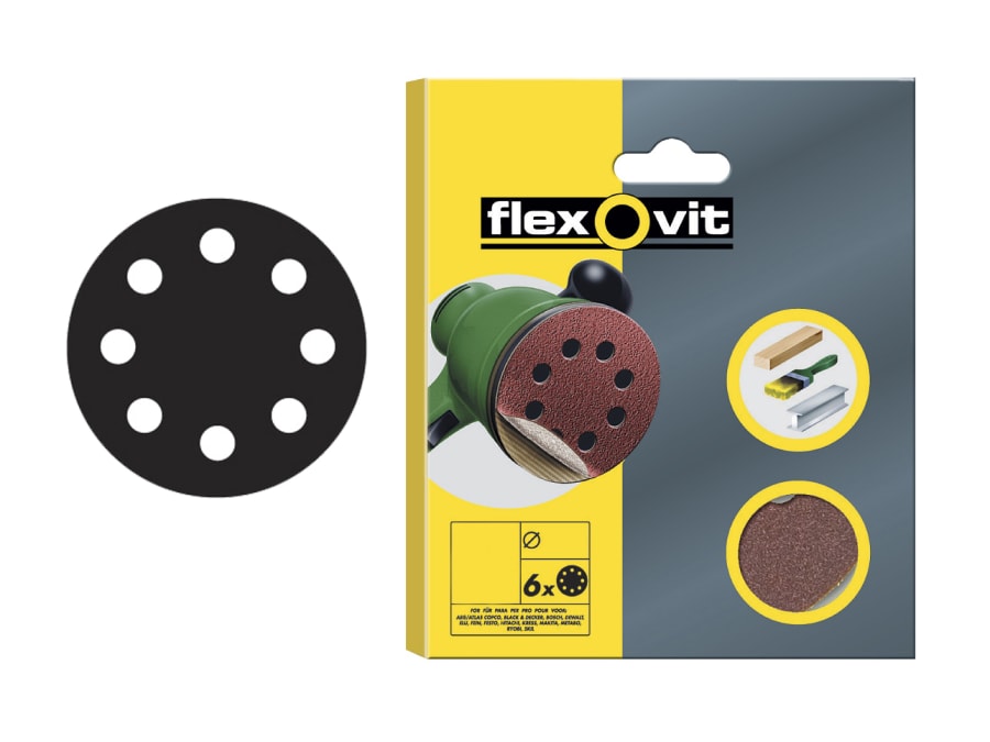 Flexovit 78072764745 115mm Sanding Disc 120 Grit Pack of 6