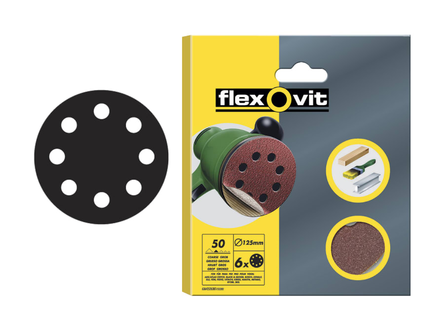 Flexovit 78072764759 125mm Hook & Loop Sanding Disc Coarse 50G