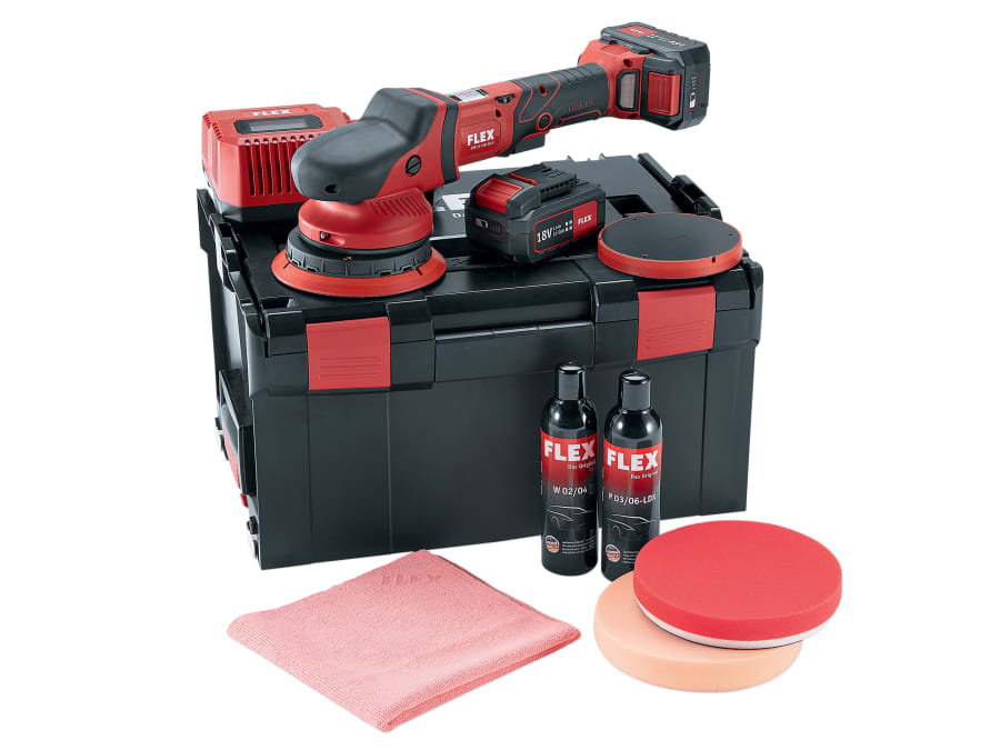 Flex Power Tools 465054 18V Random Orbital Polisher 150mm with 2 × 5.0Ah Batteries