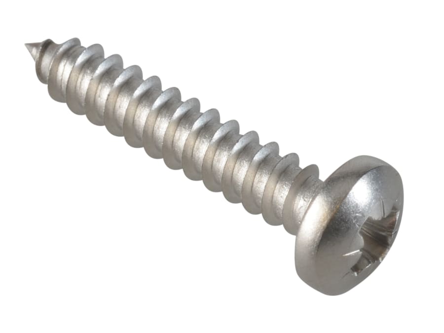 Forgefix FPSTPP110SS Pozi Pan Head Self-Tapping Screw 1in x 10 Stainless Steel