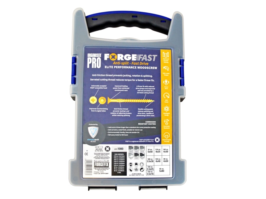 Forgefix OPFFP1000Y Wood Screw Organiser 1000 Piece