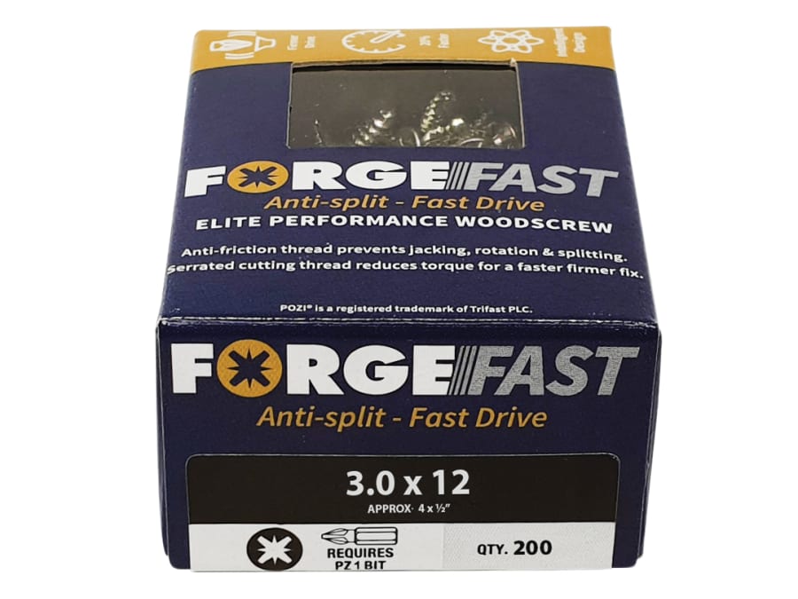 Forgefix FFP660Y Pozi Elite Wood Screw 6.0 x 60mm Box 100