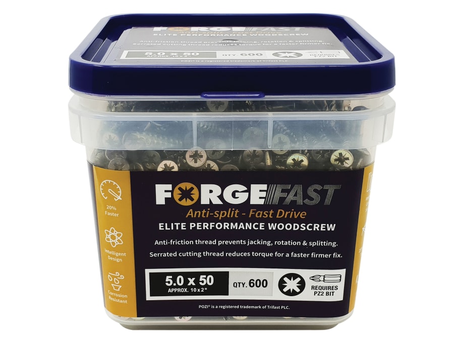 Forgefix FFP550YT Pozi Wood Screw 5.0 x 50mm Tub 600